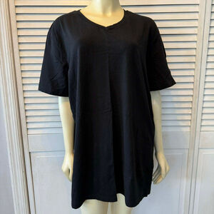 Women's City Lab Black V-Neck Short Sleeve Tee Plus Size 3XL